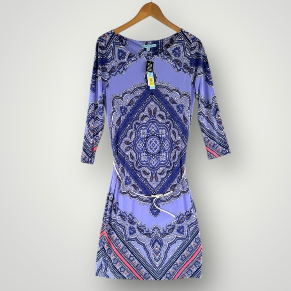 ⚡️NWT⚡️ANTONIO MELANI Lavender and Navy Paisley Print Dress